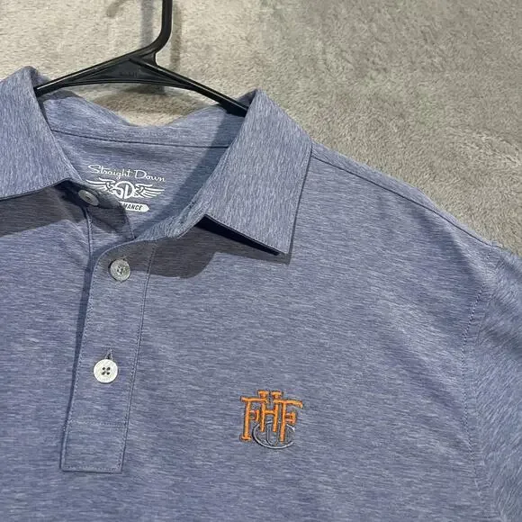 Straight Down Polo Shirt Mens Medium Blue Performance Golf Forest Hill Field - Picture 3 of 6